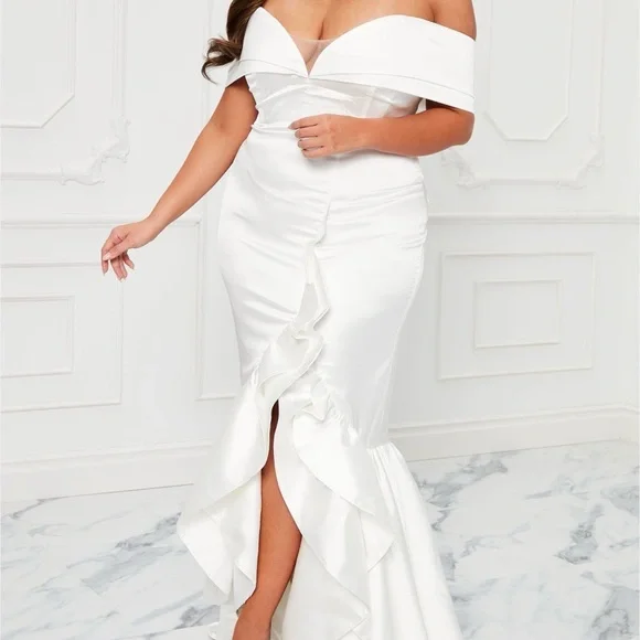 Fashion Nova Strapless White Bridal Dress - Picture 1 of 3